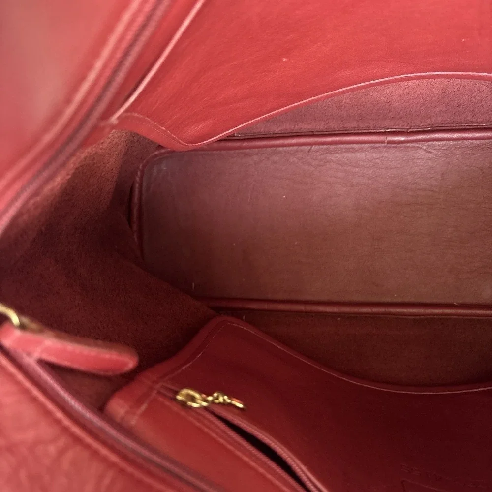 Vintage COACH Soho Zip Tote Bag Red Leather Large 4155 90s USA